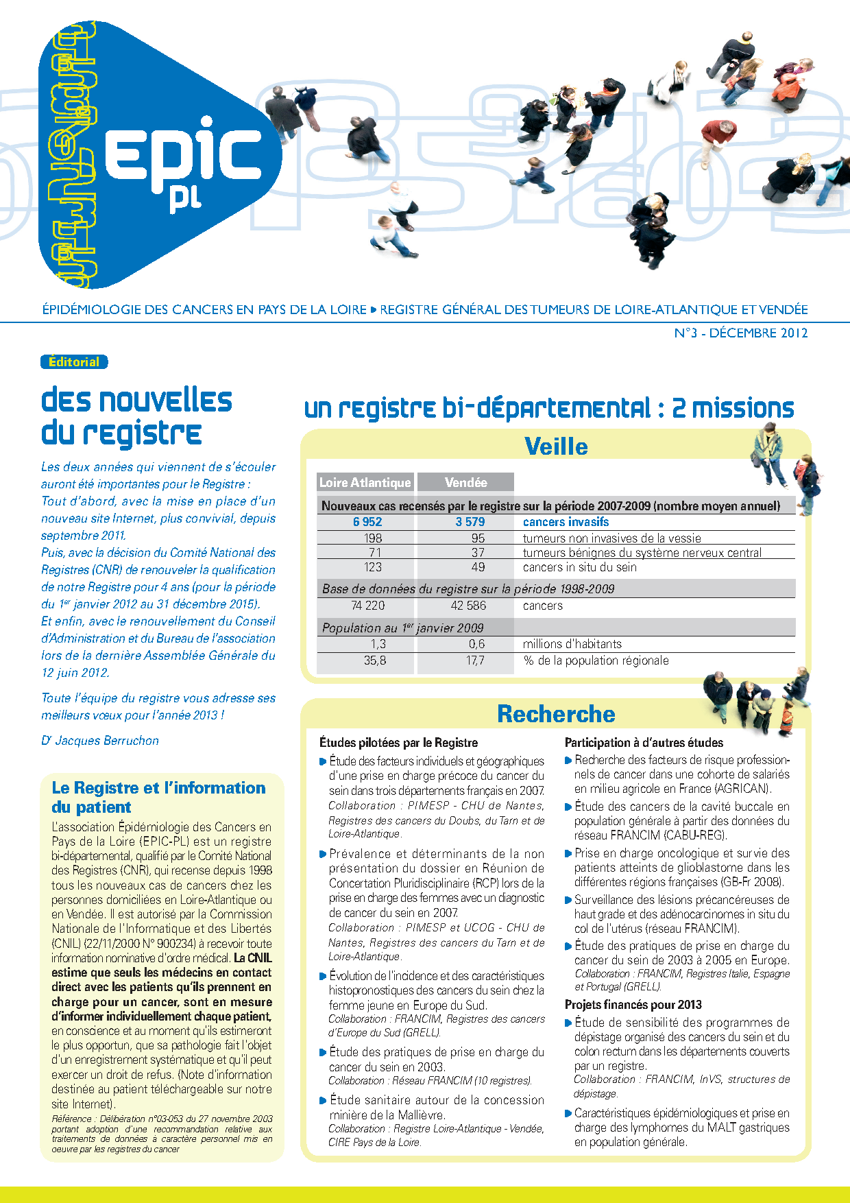 Registre des cancers Bulletin d'information n°3, Décembre 2012